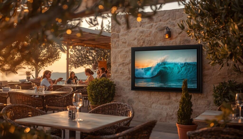 Comment choisir son écran d’affichage dynamique professionnel ? lucid origin a chic documentary style photograph taken on the outdoor terrace of a vibrant me 0